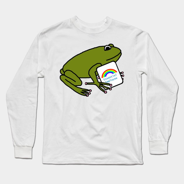 Frog Shows Support for Essential Employees with Rainbow Long Sleeve T-Shirt by ellenhenryart